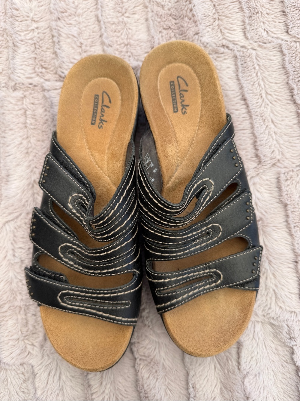 Clarks Black Leather Leisa Cacti Q Sandals